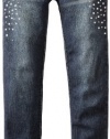 Almost Famous Girls 7-16 Stud Trim Jean, Dark Night Wash, 7