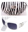 DG Eyewear White Sunglasses & 1 Zebra DG Case JE36162W&ZC + Free Micro Fiber Bag