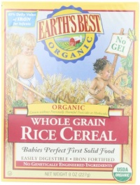 Earth's Best Organic Whole Grain, Rice Cereal, 8-Ounce Box (Pack of 12)