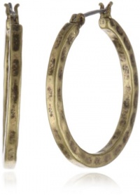 Lucky Brand Gold-Tone Small Hammered Round Hoop Earrings