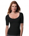 Spanx On Top and In Control Elbow Length Scoop Neck Top Black Size Large