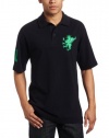 Southpole Men's Embroidered Lion at Chest Solid Color Polo, Navy, X-Large