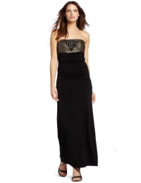 Laundry by Shelli Segal Women's Strapless Beaded Shirred Gown, Black, 0