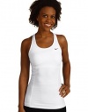 Nike Women's Victory Shape Long Bra Tank Top - White/ White/ Black L