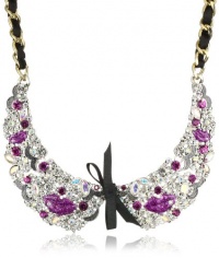 Betsey Johnson Film Noir Glitter Lips and Crystal Collar Necklace