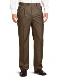 Louis Raphael Men's Striated Solid Pleated Dress Pant with Comfort Waist