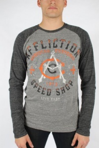 Affliction - Mens Ac Speed Ls Raglan Raglan T-Shirt In Heather Grey/Black