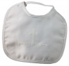 Matte Satin Bib with Screened Cross (One Size/White)