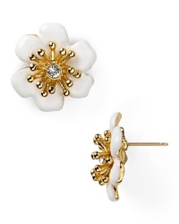 Spring is in bloom with this pair of stud earrings from kate spade new york, dressed up with 12-karat gold and cheerful white petals.