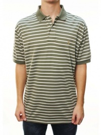 Polo Ralph Lauren Men's Short Sleeve Polo Shirt Olive Green w/White Stripes