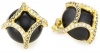 Judith Jack Gold Matrix Sterling Silver-Gold Plate-Black Agate Button Earrings