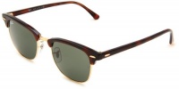 Ray-Ban RB3016 Classic Clubmaster Sunglasses 51 mm, Non-Polarized, Tortoise/Green