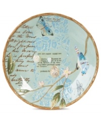 A charming part of any casual landscape, this fanciful platter from Fitz and Floyd combines all the special details of the elaborate Toulouse collection, from its sculpted blooms and twig edge, to colorful birds and butterflies.