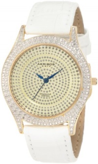 Akribos XXIV Women's AKR464YG Brillianaire Diamond Gold Swiss Quartz Strap Watch