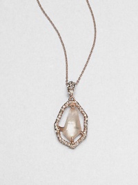 From the Miss Havisham Collection. A luminous peach morganite doublet framed in Swarovski crystals set in warm rose goldtone on a delicate link chain. Peach morganite accented with white quartzSwarovski crystalsRose goldtoneLength, about 16 to 19 adjustableLobster clasp closureMade in USA