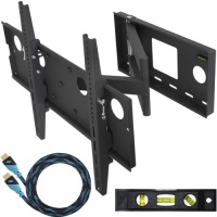 Cheetah Mounts APSAMB 32-65 LCD TV Wall Mount Bracket with Full Motion Swing Out Tilt & Swivel Articulating Arm for Flat Screen Flat Panel LCD LED Plasma TV and Monitor Displays Includes Free 10' Braided High Speed HDMI Cable With Ethernet