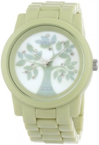 Sprout Women's ST5021MPLG Eco-Friendly Diamond Accented Tree Motif Dial and Green Corn Resin Bracelet Watch