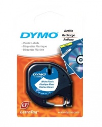 DYMO Labeling Tape, LetraTag Labelers, Plastic, 1/2x13', Black on White