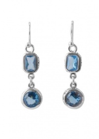 Barse Sterling Silver Double Drop Blue Crystal Earrings