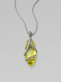 From the Cable Wrap Collection. Dazzling diamonds and beautiful, sterling silver cables surround this faceted, marquis lemon citrine stone. Lemon citrineDiamonds, .18 tcwSterling silverSize, about 1½ Sterling silver baleImported Please note: Chain sold separately. 