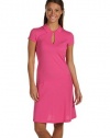 Lacoste Women's Short Sleeve Pique Dress Rose Pink, Size 6- EF1704