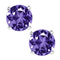 1.00 Ct Round 5mm Purple Amethyst 925 Sterling Silver Stud Earrings