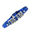 Dream big. BCBGeneration's affirmation bracelet delivers a powerful message, crafted from silver-tone mixed metal on a sparkling blue band. Approximate length: 8 inches.