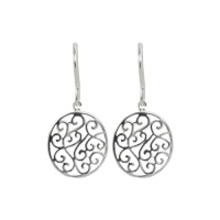 Sterling Silver Filigree Round Drop Earrings