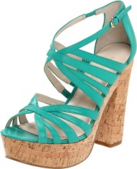 Nine West Women's Allaccess Platform Sandal,Aqua Leather,8.5 M US