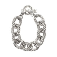 Juicy Couture Chunky B Pave Link Bracelet w Bow Toggle Silver YJRU6127