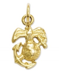 Honor a Marine today. This polished 14k gold charm features the U.S. Marine Corps insignia. Chain not included. Approximate length: 3/5 inch. Approximate width: 2/5 inch.