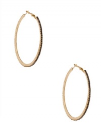 GUESS by Marciano Black Rhinestone Hoops, GOLD DUST