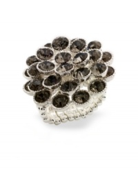 Style&co.'s stunning pave ring will be a glamorous conversation piece at your next cocktail party! Crafted in silver tone mixed metal with taupe-colored stones, its stretch design allows for a flexible fit. Approximate diameter: 1-1/4 inches.