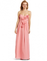 ABS Allen Schwartz Women's Strapless Gown With Cascade Flowers