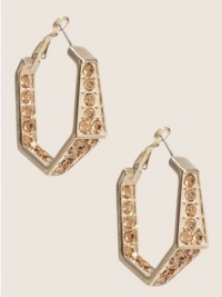 GUESS Hexagon Gold-Tone Hoops, GOLD