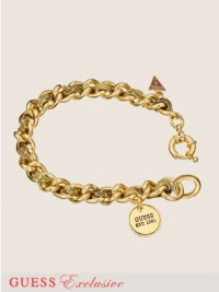 GUESS Small Gold-Tone and Faux-Leather Chain B, GOLD