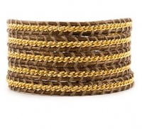 Chan Luu Gold Chain Wrap Bracelet on Kansa Leather