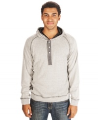 This hybrid henley and hoodie from Marc Ecko Cut & Sew will be your favorite layer this season.