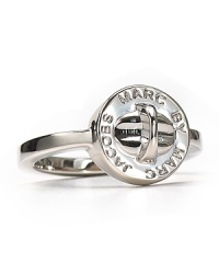 Simple, silvery and stamped with MARC BY MARC JACOBS' signature. Show your label love with this rhodium ring from one of the fashion pack's favorite brands.