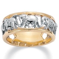 PalmBeach Jewelry 14k Yellow Gold-Plated Two-Tone Elephant Caravan Ring