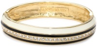 Anne Klein Saturnalia Gold-Tone Ivory, Jet and Crystal Hinge Bangle Bracelet