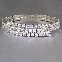 Brianna: 2 Row Wrap Around Swarovski Austrian Crystal Rhinestone Bangle Cuff Wire Flex Bracelet