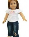 Doll Clothes for American Girl Dolls: 2 Piece Hanging Out Flower Jeans and Shirt Outfit - Dress Along Dolly (Includes Pair of Flower Jeans and Matching Flower Shirt)