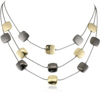 Kenneth Cole New York Modern Garnet Gold and Hematite Square Disc Illusion Necklace