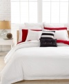 Clean, casual & comfortable. The Solid White duvet cover set from Lacoste is essential to any well-dressed bed. Brushed twill fabric and over-sized buttoned accents create a classic, preppy look. Button closure.