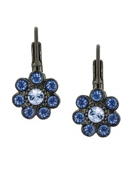 Stunning sapphire-hued crystal beads have an eye-catching effect for 2028's leverback earrings. Crafted in hematite tone mixed metal. Approximate drop: 1/2 inch.