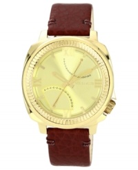 Oxblood leather creates a bold timepiece from Vince Camuto.