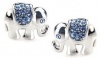 Adorable Small 1/2 Silver Plated Elephant Stud Earrings with Light Blue Austrian Crystal Accents