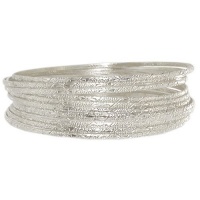 Set Of 10 Bangles In Silver Tone