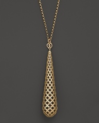 An intricate lattice design in 18K yellow gold lends an ornate look to Gucci's Diamantissima necklace.